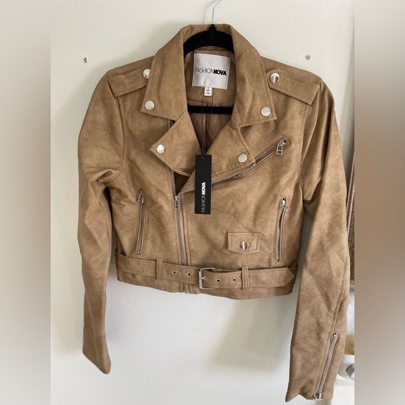 Fashion Nova Jackets & Blazers - Light brown faux leather motor jacket